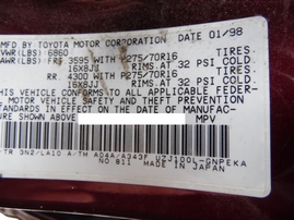 1998 TOYOTA LAND CRUISER MAROON 4.7L AT 4WD Z17694